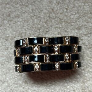 Black Enamel Rhinestone Bracelet